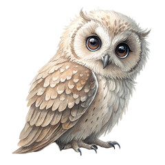 Cute owl bird in flat cartoon style