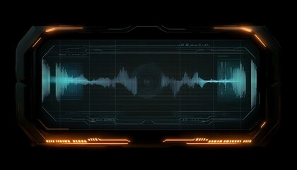 Obraz premium Digital audio waveform display with futuristic design elements.