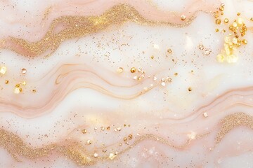 Obraz premium Rose Gold and White Marble with Glittering Highlights