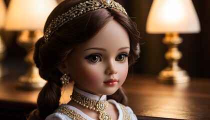 Porcelain Doll, Antique Collectible, Vintage Figurine, Delicate Craftsmanship, Handmade Doll, Classic Toy, Childhood Nostalgia, Decorative Piece, Doll Art, Timeless Charm, Elegant Design, AI Generated