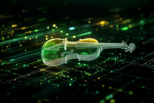 Digital violin. Concept of music and technology integration. Ideal for modern artistic designs and innovation themes