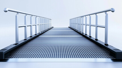 Isolated on white, a modular metal ramp system for customizable length, perfect for homes needing flexible wheelchair access solutions.