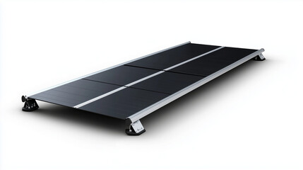 Isolated on white, a lightweight metal ramp with hinged folding for easy transport and setup in any home setting, ideal for quick accessibility needs.