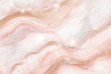 Obraz premium Rose Quartz and White Marble with Gold Glitter Accents