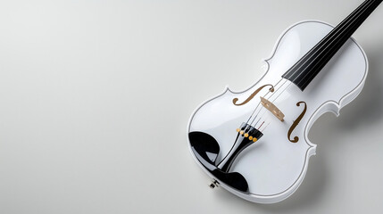 An elegant white violin, strings and fine wood detailing visible, isolated on white to highlight its polished finish.