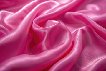 Obraz premium Vibrant hot pink silk fabric with shimmering ripples.