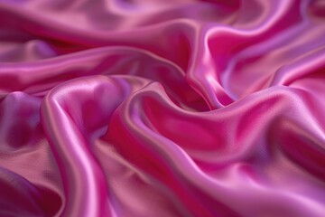 Obraz premium Vibrant hot pink silk fabric with shimmering ripples.