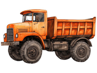 Vintage Orange Dump Truck Illustration