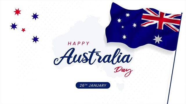 Australia Day 26th January motion with an Aussie flag illustration on isolated background