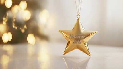 Glowing Star Ornament with Welcome Message for 2025