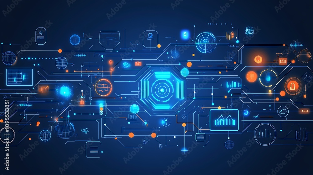 Aufkleber abstract digital network design illustrating technology and data connections.