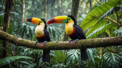 Obraz premium Toucan on a branch in the jungle.