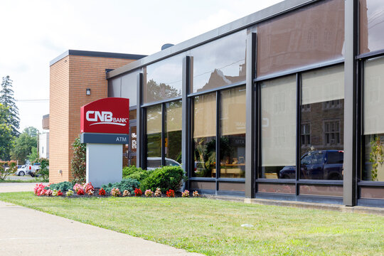 BRADFORD, PA, USA-13 AUGUST 2021: CNB Bank branch in  downtown.  CNB operates only in Pennsylvania, with 20 branches in 16 cities.