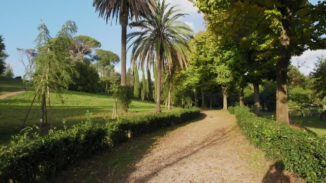 Villa Ada city park of Rome in the autumn, Italy