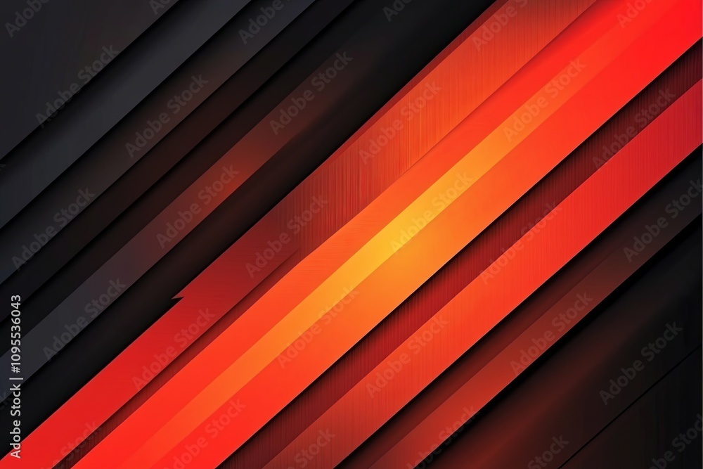 Poster bold abstract design featuring black and red diagonal stripes creating a dynamic visual effect. gene