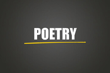 Poetry.. A blackboard with white text. Illustration with grunge text style.