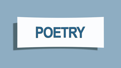 Poetry.. A card isolated on blue background.
