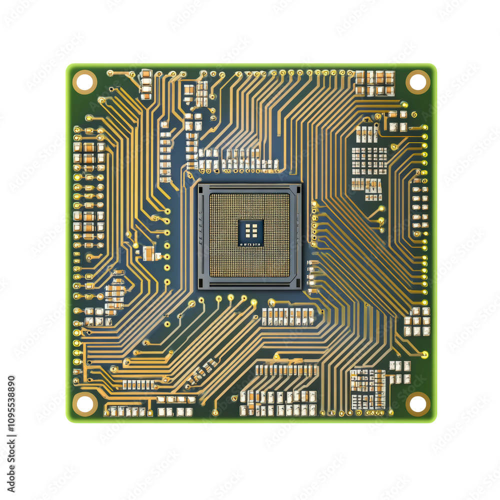 Poster computer microchips technology isolate on transparency background png