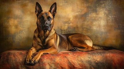 portrait of a Malinois dog laying down