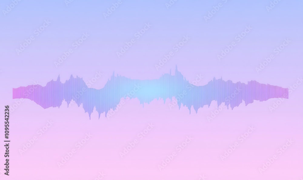 Poster abstract sound wave graphic with a gradient background.