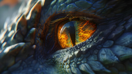 Fiery Dragon Eye 3D Illustration