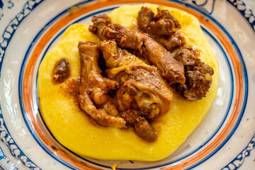 Rustic Brazilian dish, free-range chicken with polenta. Real food