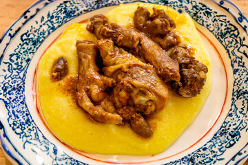 Rustic Brazilian dish, free-range chicken with polenta. Real food