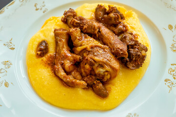Rustic Brazilian dish, free-range chicken with polenta. Real food
