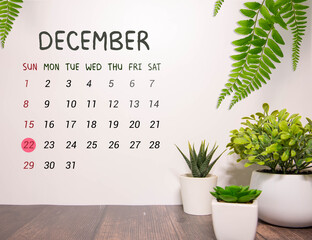 Vintage photo, December 22th. Date of 22 December on wooden cube calendar