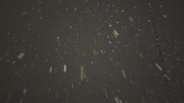 Snow Falling Intensely from the Night Sky &ndash; View from Below