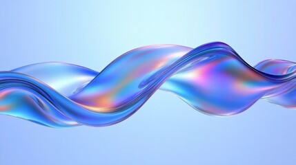 Naklejka premium Iridescent Wavy Ribbon Abstract Background Modern 3D Render