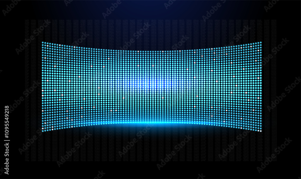 Aufkleber digital display screen with vibrant blue lights in a curved design creating a futuristic atmosphere