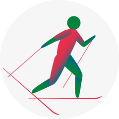 Cross-Country Skiing competition icon. Colorful sport sign. 