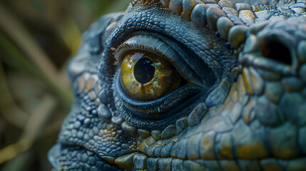 Naklejka premium Reptilian Eye 3D Illustration: Close-up of a Fantasy Creature's Gaze