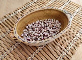 Raw beans on the table