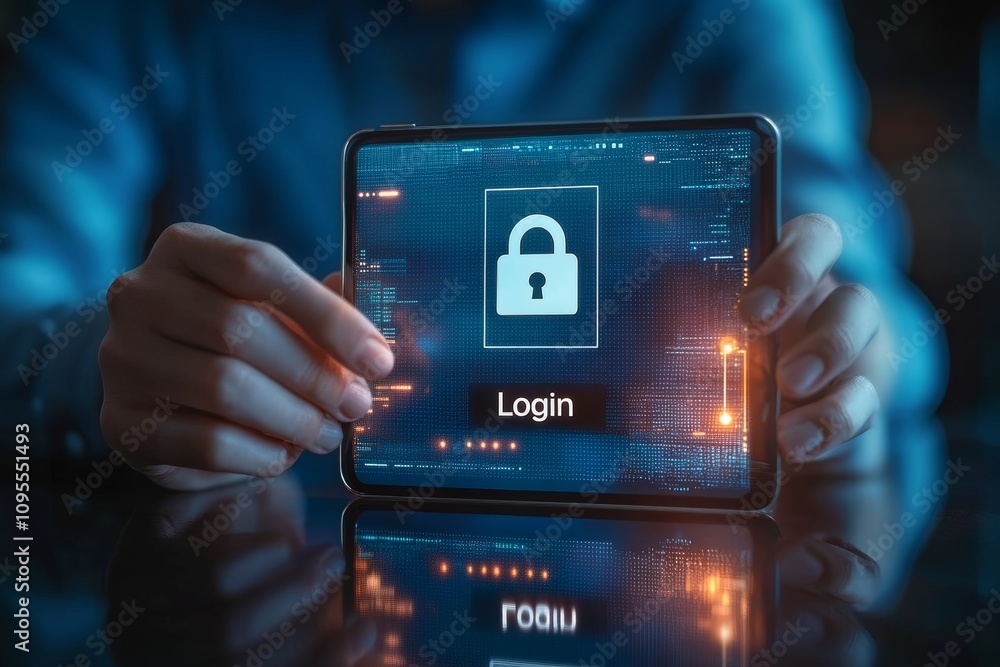 Aufkleber secure login page for online user authentication with password and username input on smartphone