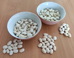 Raw beans on the table