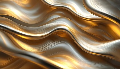 Abstract gold wave background, luminous metallic swirls with smooth gradients and high contrast for a luxury feel.