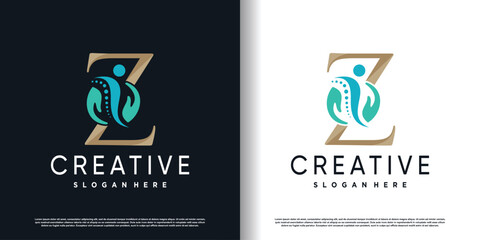 initial z logo design with creative and massage concept premium vector