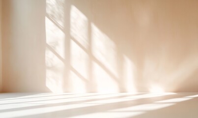 Minimalist light filled room abstract shadows geometric shapes tranquil interior design