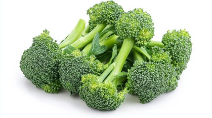 A fresh bunch of broccoli florets with their vibrant green color and tight clusters, Each floret&rsquo;s bright green color and subtle imperfections captured with precision