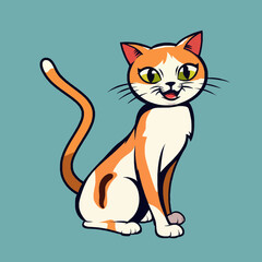 Colorful Cartoon Cat Illustration with Playful Expression