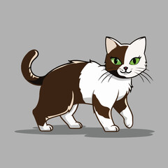 Obraz premium Charming Playful Cat with Striking Green Eyes on Gray Background