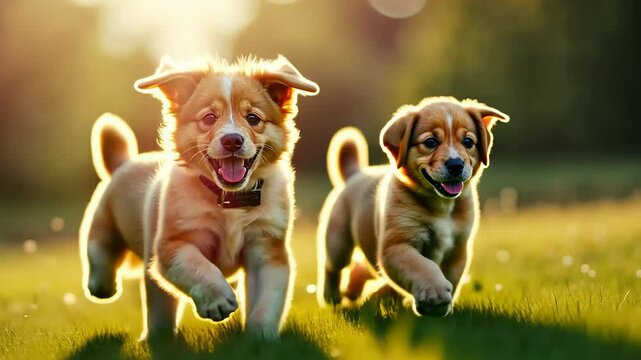 adorable little puppies playing around