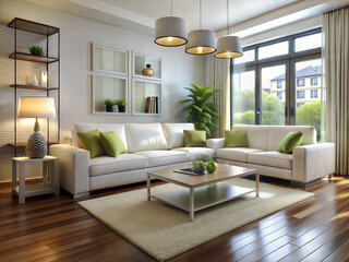 Fototapeta premium modern living room interior design with white sofa