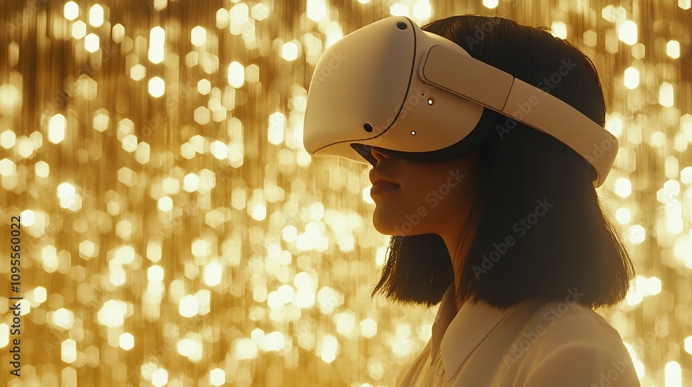 Poster a person wearing a virtual reality headset engrossed in an innovative and immersive study session su