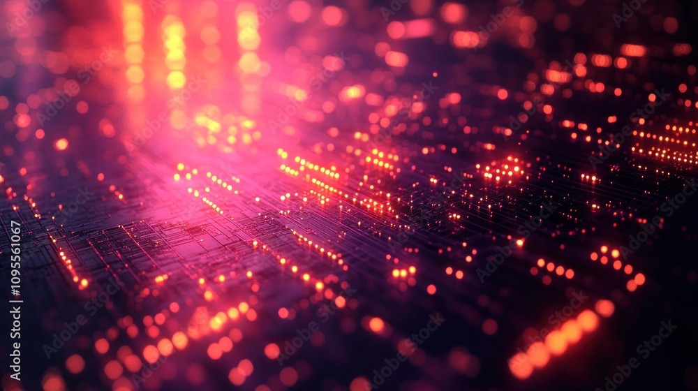 Poster abstract circuitry with red glow