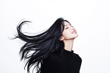 Fototapeta premium ロングヘアを風になびかせる女性