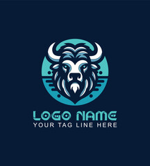 vector graphic illustration BISON HEAD LOGO
