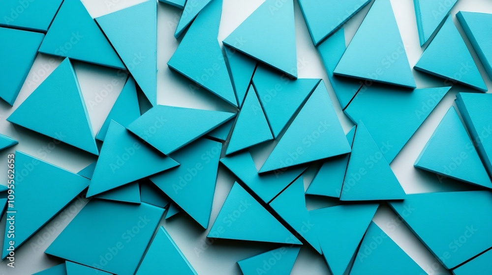 Poster bright teal pentagons with sharp outlines arranged in a geometric clean and structured composition c